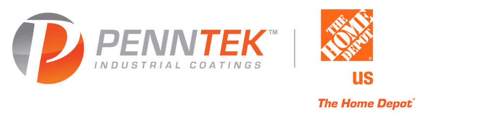 Penntek and The Home Depot Home Services exclusive concrete coatings partner badge