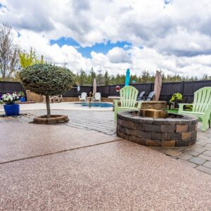 Photo of patio with concrete coating, a perfectly useful day for mothers day!